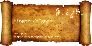 Hinger Ágnes névjegykártya